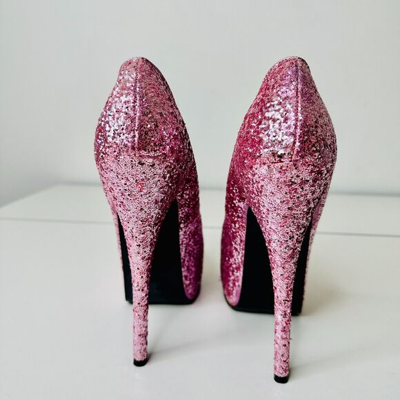 Bordello Teeze 06G Barbie Pink Sexy Glitter Platform Stiletto Heel Pumps 6.5 - Picture 8 of 14